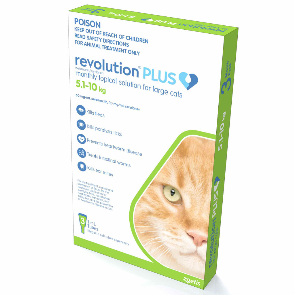 Revolution PLUS for Large Cats 11.122 lbs (510 kg) Green 3 Doses