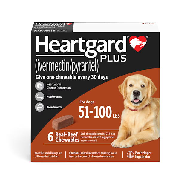 Heartgard Plus Chewables for Dogs 51-100 lbs (23-45 kg) Brown