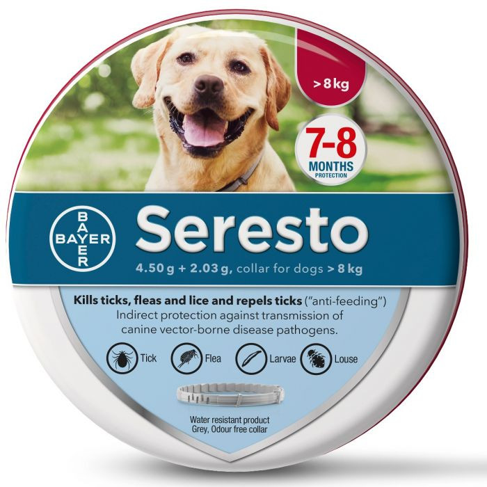 Seresto Flea Tick Collar for Large Dogs over 18 lbs over 8 kg 1 Collar UK Packaging Discount Pet Medication USA