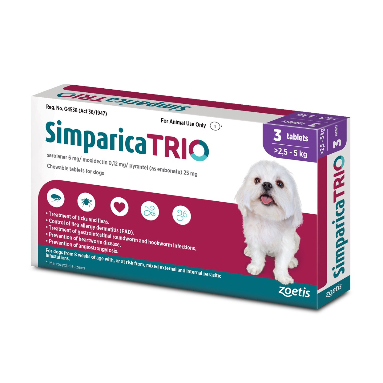 Simparica TRIO Chews for Dogs lbs kg) Purple