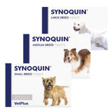 Image of Collection of VetPlus Synoquin Joint Support Tablets for Small, Medium, and Large Breed Dogs: Complete joint health solution across all sizes