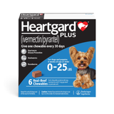 Heartgard Plus Chewables for Dogs up to 25 lbs (up to 11 kg) - Blue 6 Chews