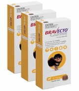 Bravecto Flea and Tick Chew for Dogs 4.4-9.9 lbs (2-4.5 kg) - Yellow 3 Chews