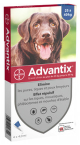 Advantix for Dogs over 55 lbs (over 25 kg) - Blue 4 Doses Advantix for Dogs over 55 lbs (over 25 kg) - Blue 4 Doses