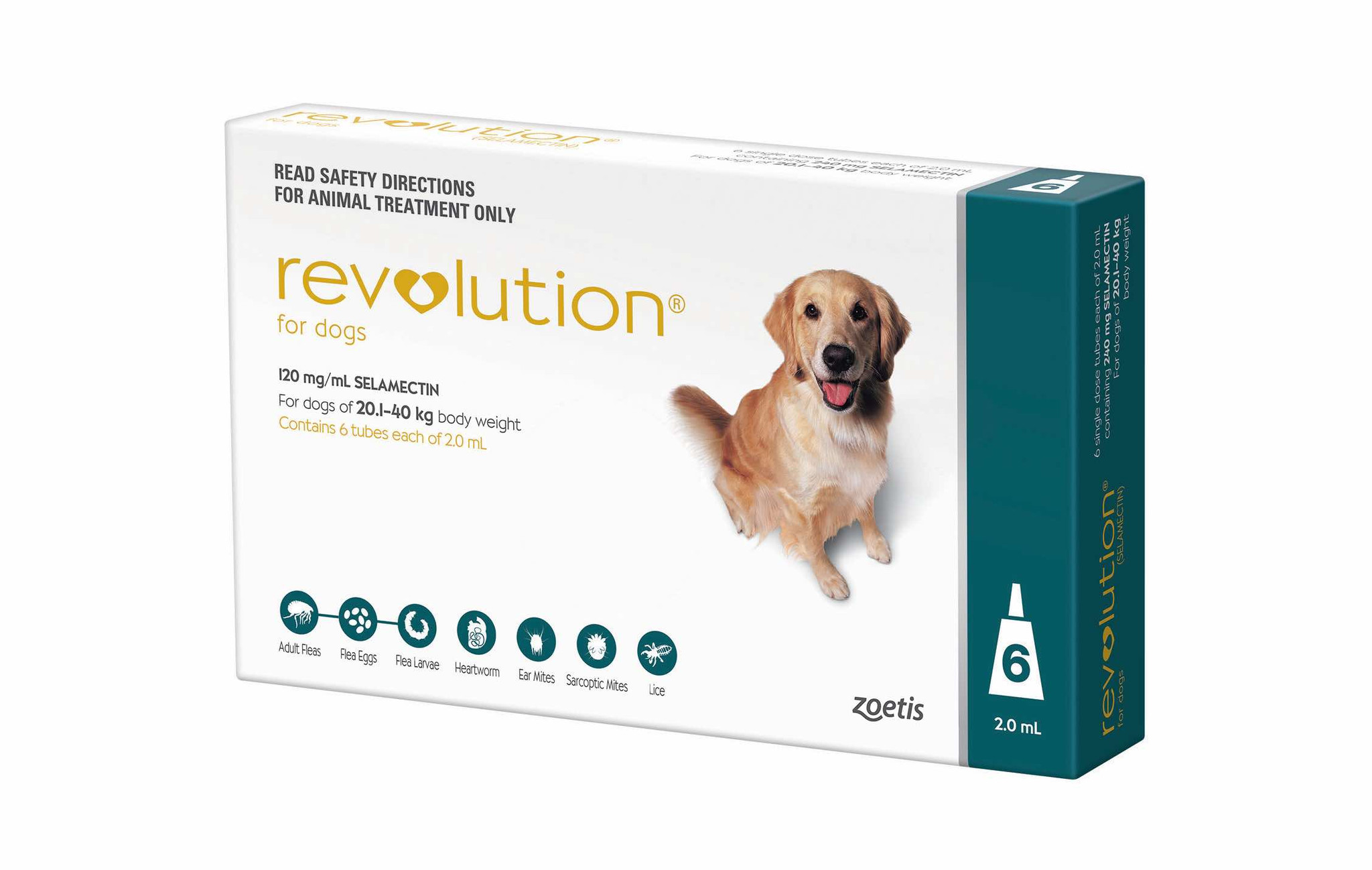 Revolution for Dogs 40.185 lbs (20.140 kg) Teal 6 Doses Discount