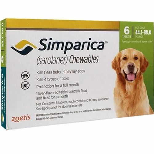 simparica chews for dogs 44 88 lbs 20 1 40 kg green 6 chews 2 bonus chews 8 total discount pet medication usa