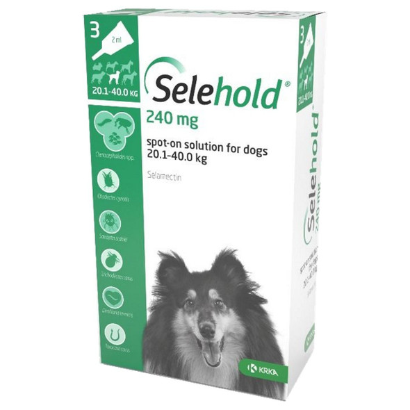 Selehold for Dogs 40.1-85 lbs (20.1-40 kg) - Green 3 Doses