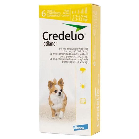 Credelio for Dogs 2.86-5.51 lbs (1.3-2.5 kg) - Yellow 6 Tablets