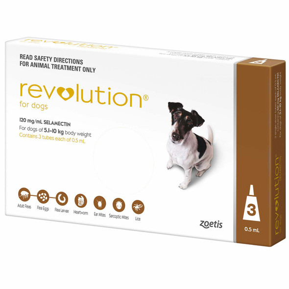Revolution for Dogs 10.1-20 lbs (5.1-10 kg) - Brown 3 Doses