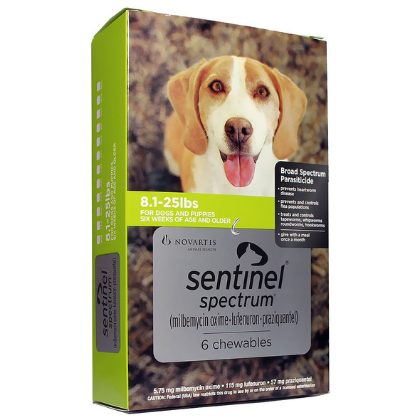 Sentinel Spectrum Chews for Dogs 8.1-25 lbs (4-11 kg) - Green 3 Chews