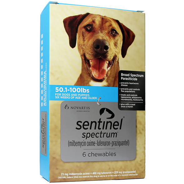 Sentinel Spectrum Chews for Dogs 50.1-100 lbs (22-45 kg) - Blue 3 Chews