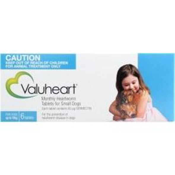 Valuheart Monthly Heartworm Tablets for Small Dogs up to 22 lbs (up to 10 kg) - Blue 6 Tablets