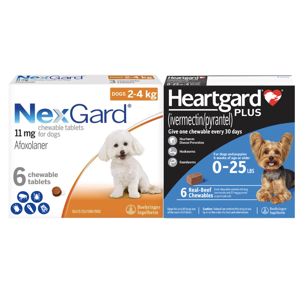 NexGard and Heartgard Combo for Dogs 4-10 lbs (up to 4 kg) -  6 Month Bundle