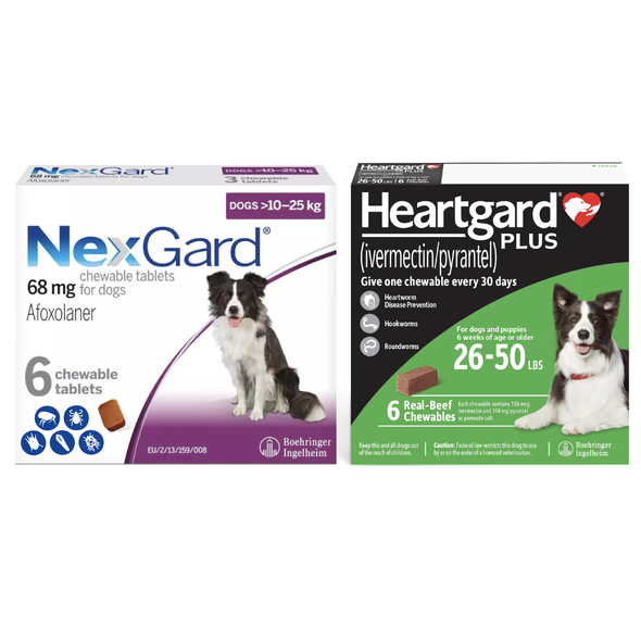 NexGard and Heartgard Combo for Dogs 24.1-50 lbs (10.1-22 kg) -  6 Month Bundle