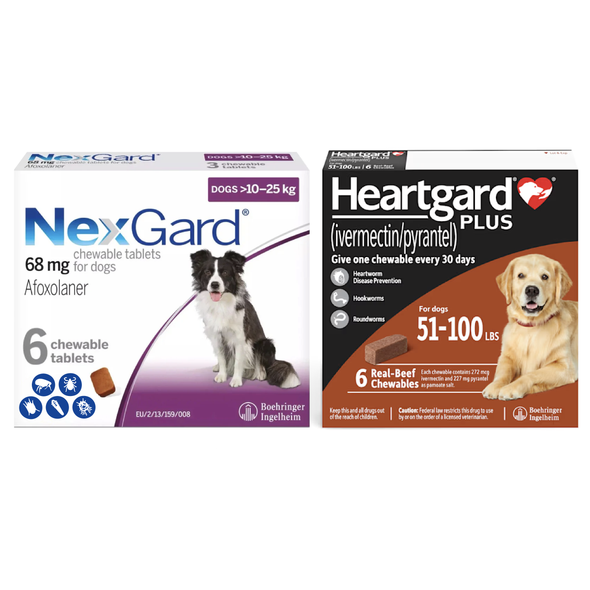NexGard and Heartgard Combo for Dogs 50.1-60 lbs (22.1-25 kg) -  6 Month Bundle