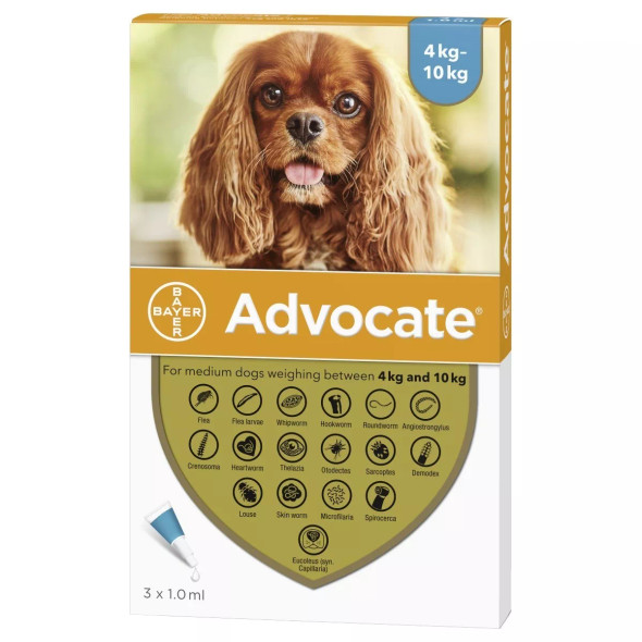 Advocate for Dogs 9-20 lbs (4.1-10 kg) - Aqua 3 Doses Front Packaging