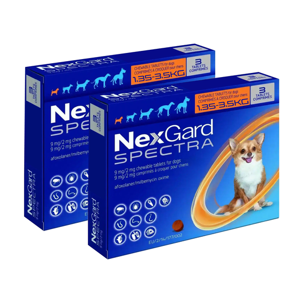 Nexgard Spectra Chews for Dogs 3-7.7 lbs (1.35-3.5 kg) - Orange 6 Chews