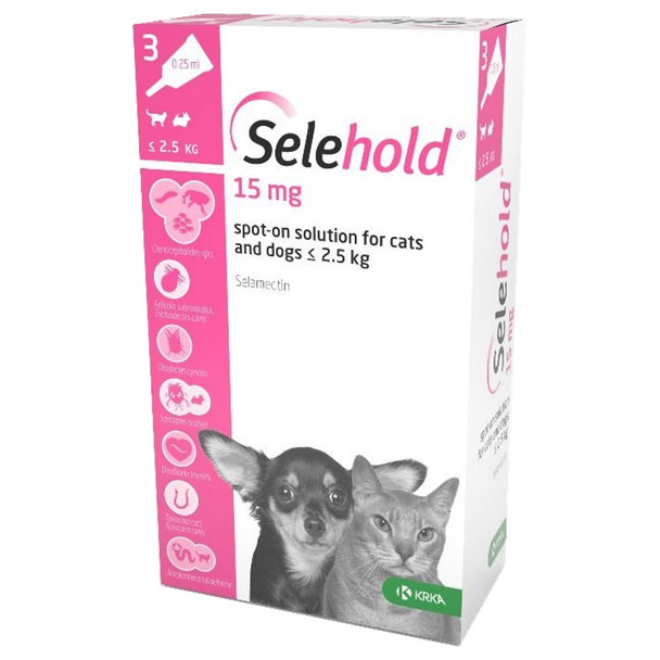 Selehold for Puppies & Kittens up to 5 lbs (up to 2.5 kg) - Pink 3 Doses