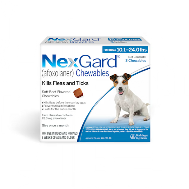 Nexgard Chews for Dogs 10.1-24 lbs (4.1-10 kg) - Blue 3 Chews