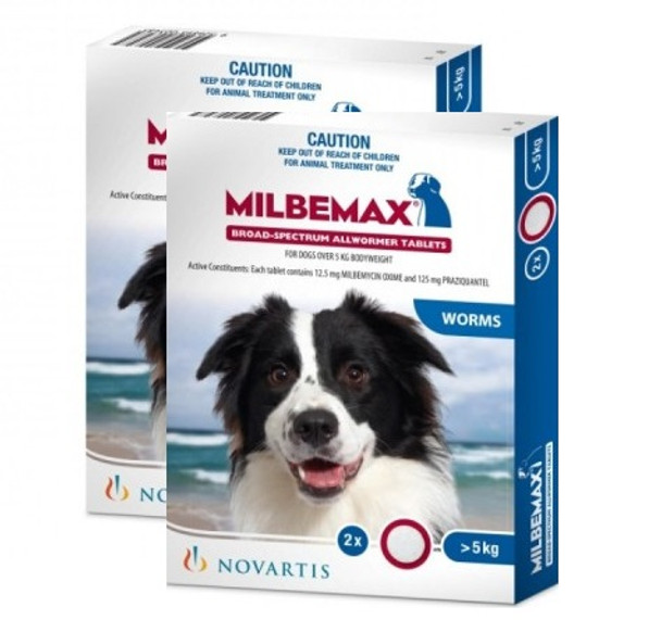 Milbemax Allwormer for Dogs 11-55 lbs (over 5 kg) -  4 Tablets