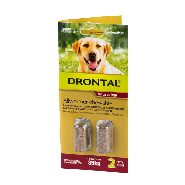 Drontal Allwormer Chews for Dogs up to 77 lbs (up to 35 kg) -  2 Chews