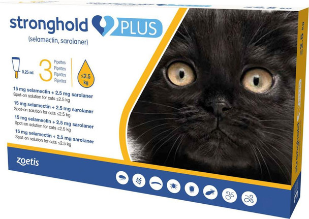 Stronghold PLUS for Small Cats up to 5.5 lbs (up to 2.5 kg) - Gold 3 Doses