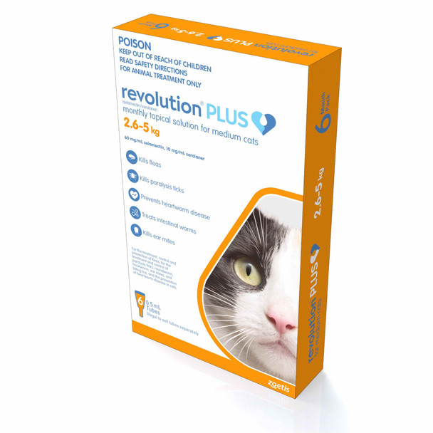 Revolution PLUS for Medium Cats 5.6-11 lbs (2.5-5 kg) - Orange 6 Doses