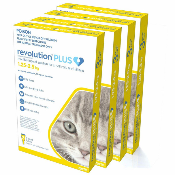 Revolution PLUS for Small Cats and Kittens 2.8-5.5 lbs (1.25-2.5 kg) - Gold 12 Doses