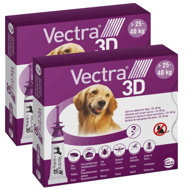 Vectra 3D for Dogs 55-88 lbs (25-40 kg) -  6 Doses