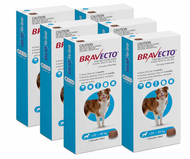 bravecto flea and tick chew for dogs 44 88 lbs 20 40 kg blue 6 chews discount pet medication usa