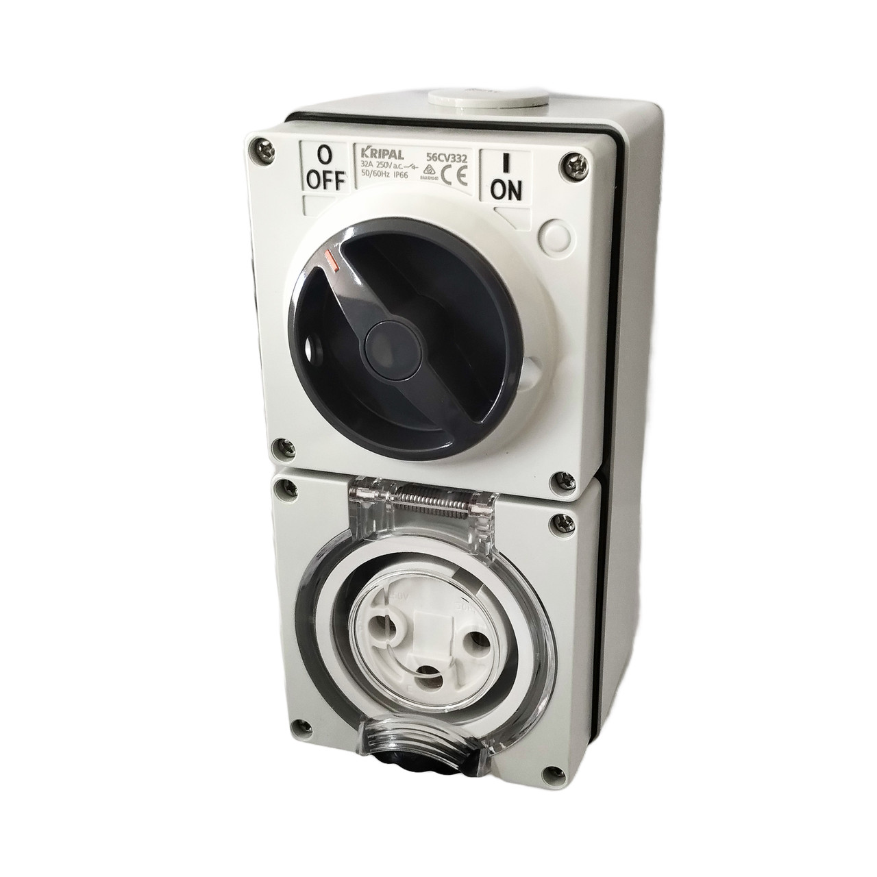32 Amp 3 Pin Switched Socket Outlet ROUND PINS single phase - Electric ...