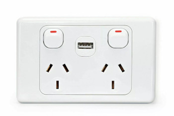 Double Power Point 10 amp Single USB 2 Amp
