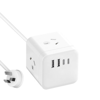 Extension Cord Cube 3 Socket Power Board + 4 USB  PD20W Fast Charge