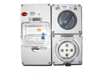 32 Amp 5  Pin Switched Socket Outlet  RCD Protected