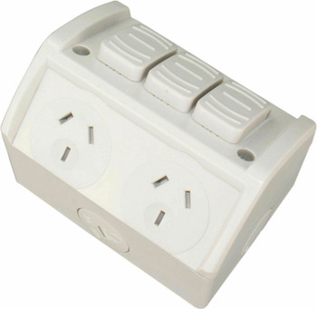 Weatherproof Double GPO Powerpoint w/ extra switch