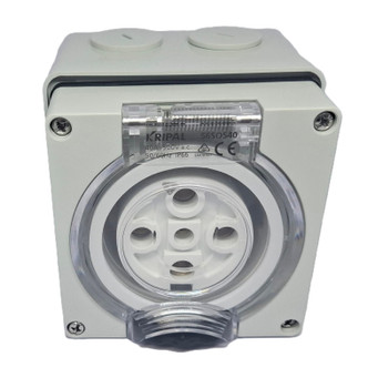 40 Amp 5 Pin 3 phase Surface Socket Outlet - Weatherproof - IP66