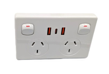 3 amp Double Pole Double Power Point 2 Dual USB & Type-C GPO PD 20W Fast Charge