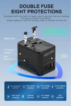 Universal Travel Adapter 35W GaN with 5-Port USB and Type-C Charging