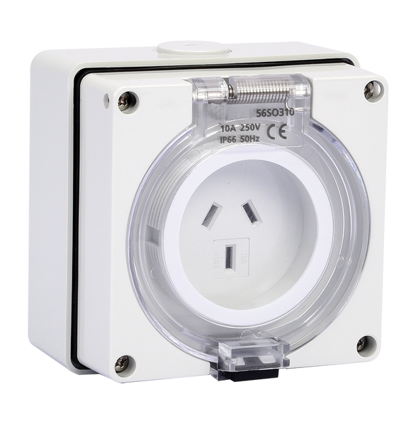 10 Amp 3 Pin phase Surface Socket Outlet - Weatherproof - IP66