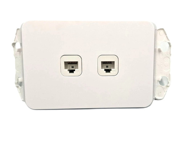 Clipsal Iconic 2 Gang Port Wall Plate outlet RJ45 Cat 6 Data Network LAN Jack