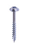 #8 x 3" Quadrex Drive Round Washer Head Deep Thread Cabinet Screw, Type 17, Steel, Zinc Clear - PT