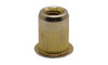 1/4"-20 x .165" Threaded Insert, Small Flat Head, Ribbed, Steel, Zinc Yellow (Box of 1000)