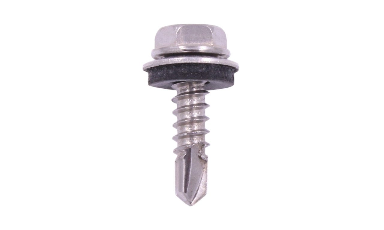 10-16 x 3/4 Hex Washer Head Tek Screw #3 Point, 410 SS with Neo Washer