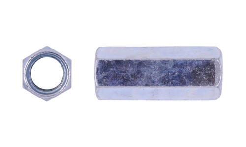 5/16"-18 x W1/2" x L1" Coupling Nut , Low Carbon Steel, Zinc Clear (Box of 1200)