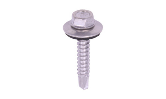 #8-18 x 1 Hex Washer Head  Tek Screw #2 Point, 410 SS with Neo Washer (Box of 4000)