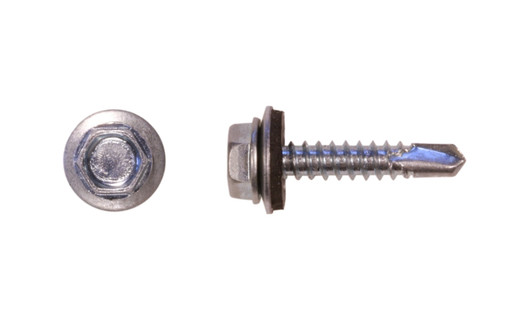 5/16"-12 x 1-1/2 Hex Washer Head  Tek Screw #3 Point, Steel Zinc with Neo Washer (Box of 600)
