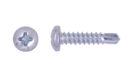 1/4"-14 x 2-1/4 Pan Head Phillips Tek Screw #3 Point, Steel Zinc (Box of 800)