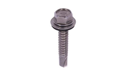 1/4"-14 x 1-1/2 Hex Washer Head  Tek Screw #3 Point, 410 SS with Neo Washer