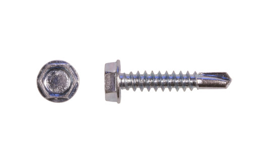 1/4"-14 x 1-1/2 Hex Washer Head  Tek Screw #3 Point, Steel Zinc