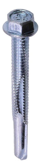 #12-24 x 2 Hex Washer Head  Tek Screw #5 Point, Steel Zinc